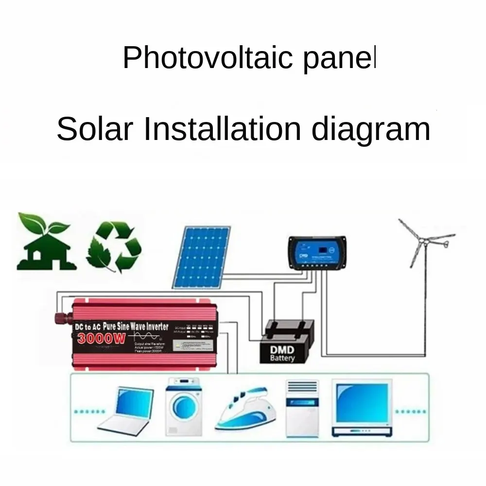 12 V AC 220 V puhdas siniaaltoinvertteri, 1000W, 1600W, 2200W, 3000W kannettava virtamuuntaja, autoaurinkoinvertteri