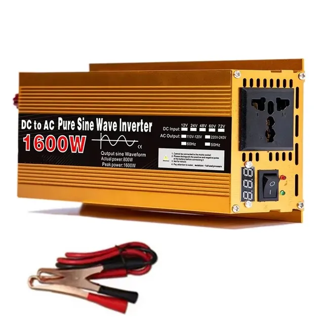 Inverter 24 V til 220 V ren sinus, 800W/3000W DC til AC bærbar spændingsomformer, bil-sol-inverter