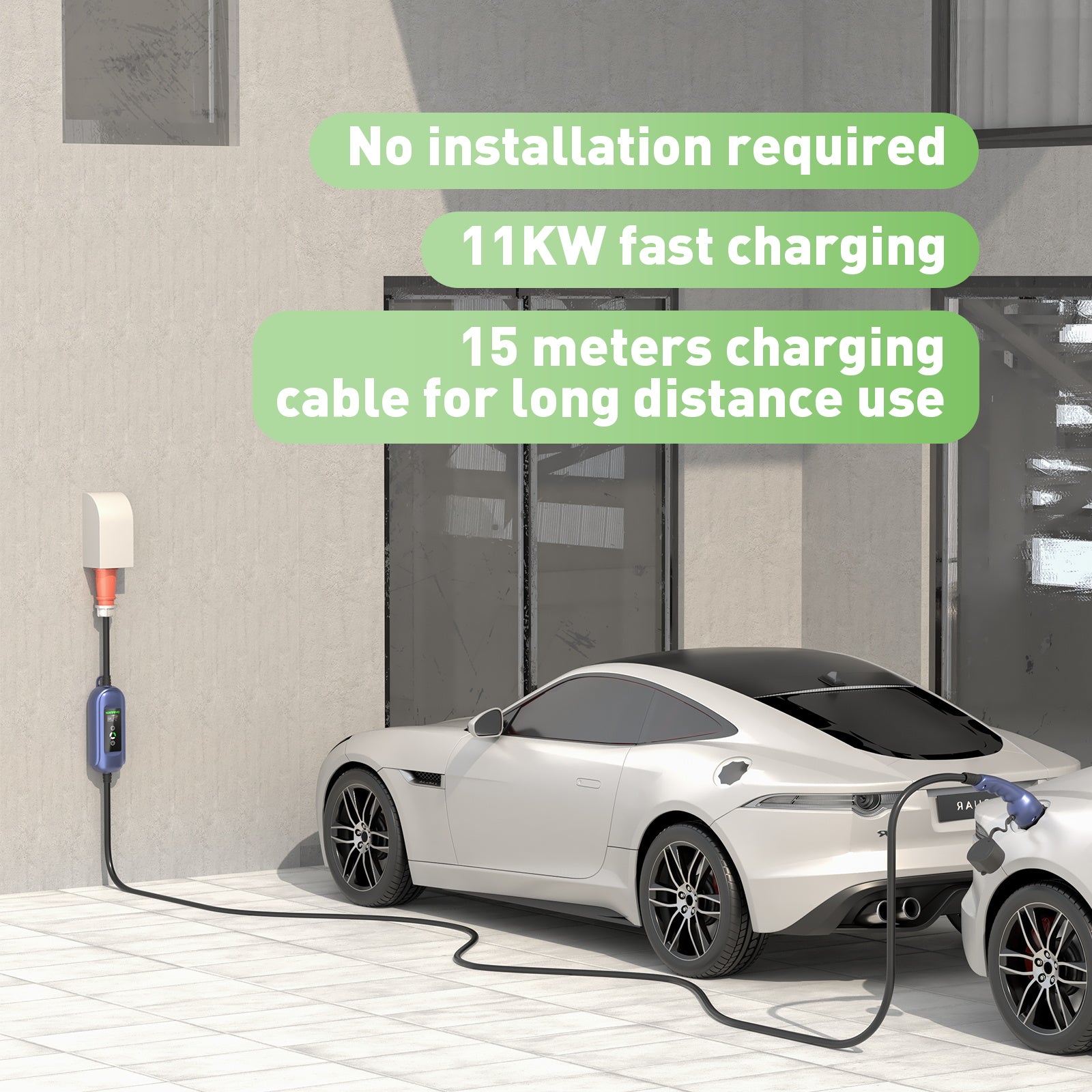 Noeifevo Autobatterie Ladegerät für alle Fahrzeuge des Typs 2 , 11KW CEE16A 5M/10M/15M Starkstrom Schnellladekabel