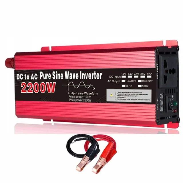 Wechselrichter 12 V bis 220 V, 1000 W bis 3000 W DC-AC-Wechselrichter mit EU-Steckern für Autos, LKWs, Camping- und Haushaltsgeräte