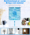Aire acondicionado móvil 4 en 1, mini-enfriador de aire eficiente en energía con gran tanque de agua (1200 ml), enfriamiento por evaporación de 3 niveles, LED de 7 colores, temporizador y bajo nivel de ruido para oficina en casa y dormitorio