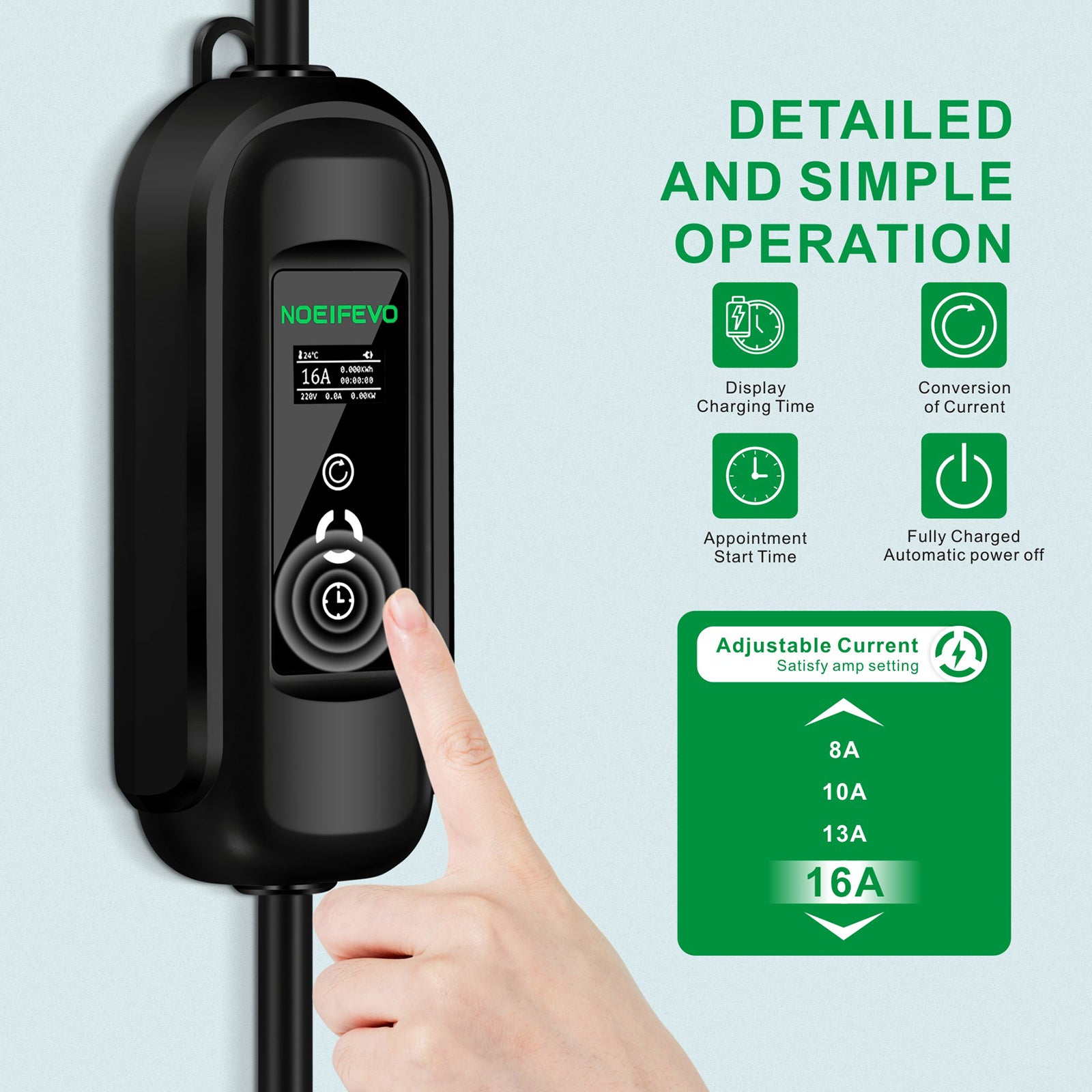 Noeifevo Type2 EV-latausasemasarja, 11KW 16A 5M EV-latauskaapeli, tehon nopean latauskaapelin kaapelit