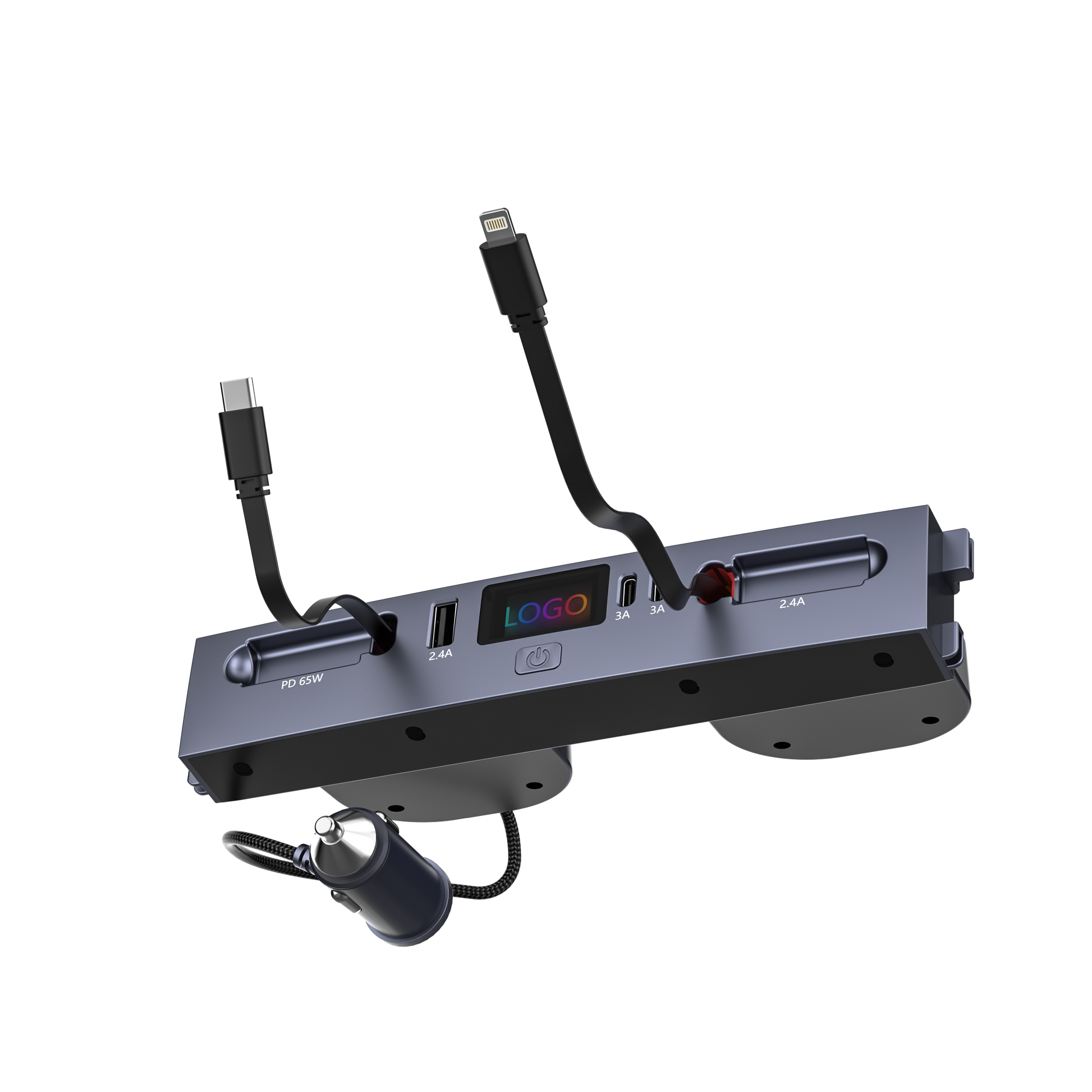 Rychlonabíječka pro středovou konzoli – USB-C nabíjecí dok a USB splitter hub, kompatibilní s Tesla M3/Y (Highland 2024–2025 & Standard 2021–2024), inteligentní adaptér s prodlužovacím kabelem pro napájení