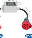 NOEIFEVO Mobile Stromzählerbox, 5G 2,5 CEE16A/CEE32A 5P Stecker und Kupplung, Zwischenzähler für Wohnmobile, Elektrofahrzeuge, Camping, E-Auto oder Unternehmen