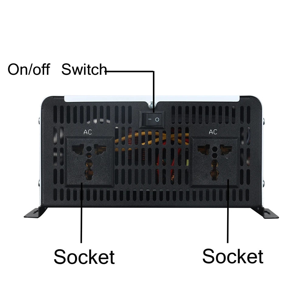 Inverter 72V til 230V, 6000W til 12000W DC-AC inverter med EU-stik til biler, lastbiler, camping og husholdningsapparater.