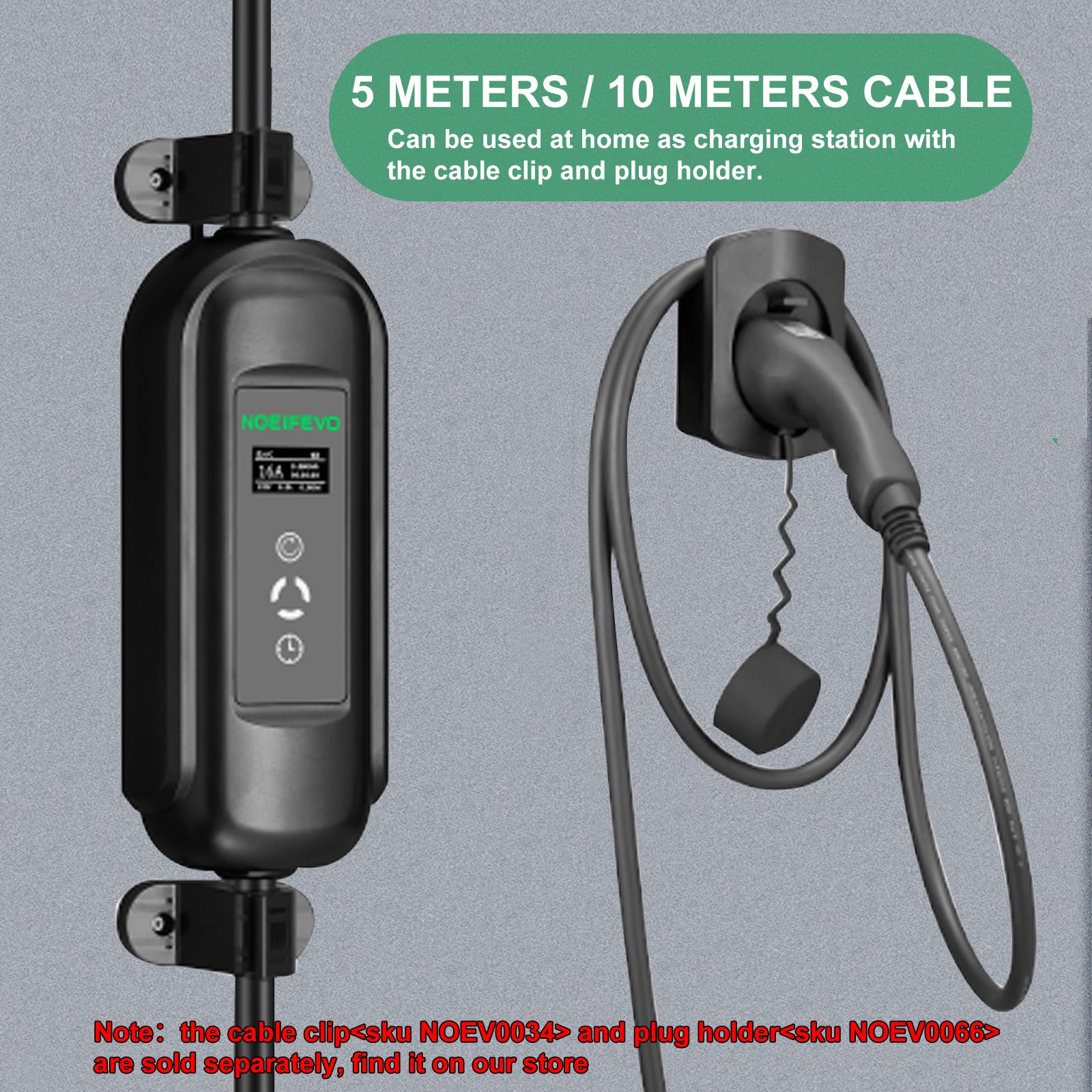 Noeifevo Portable Type1 3.6KW 16A מטען EV, 5m / 10m כבל טעינה EV נייד עם Schuko