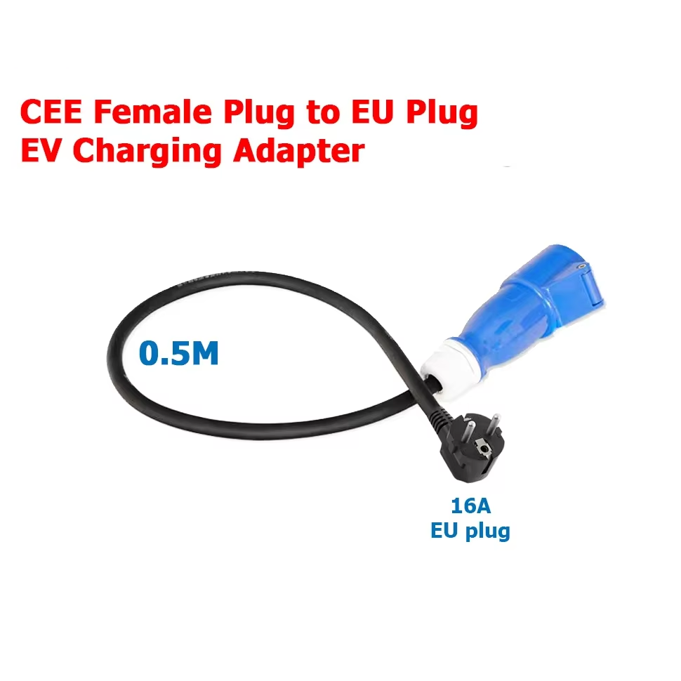 EV-laadadapter, CEE 32A blauwe stopcontact naar Schuko huishoudstekkeradapter, voor 7kW 32A EV-laadstations