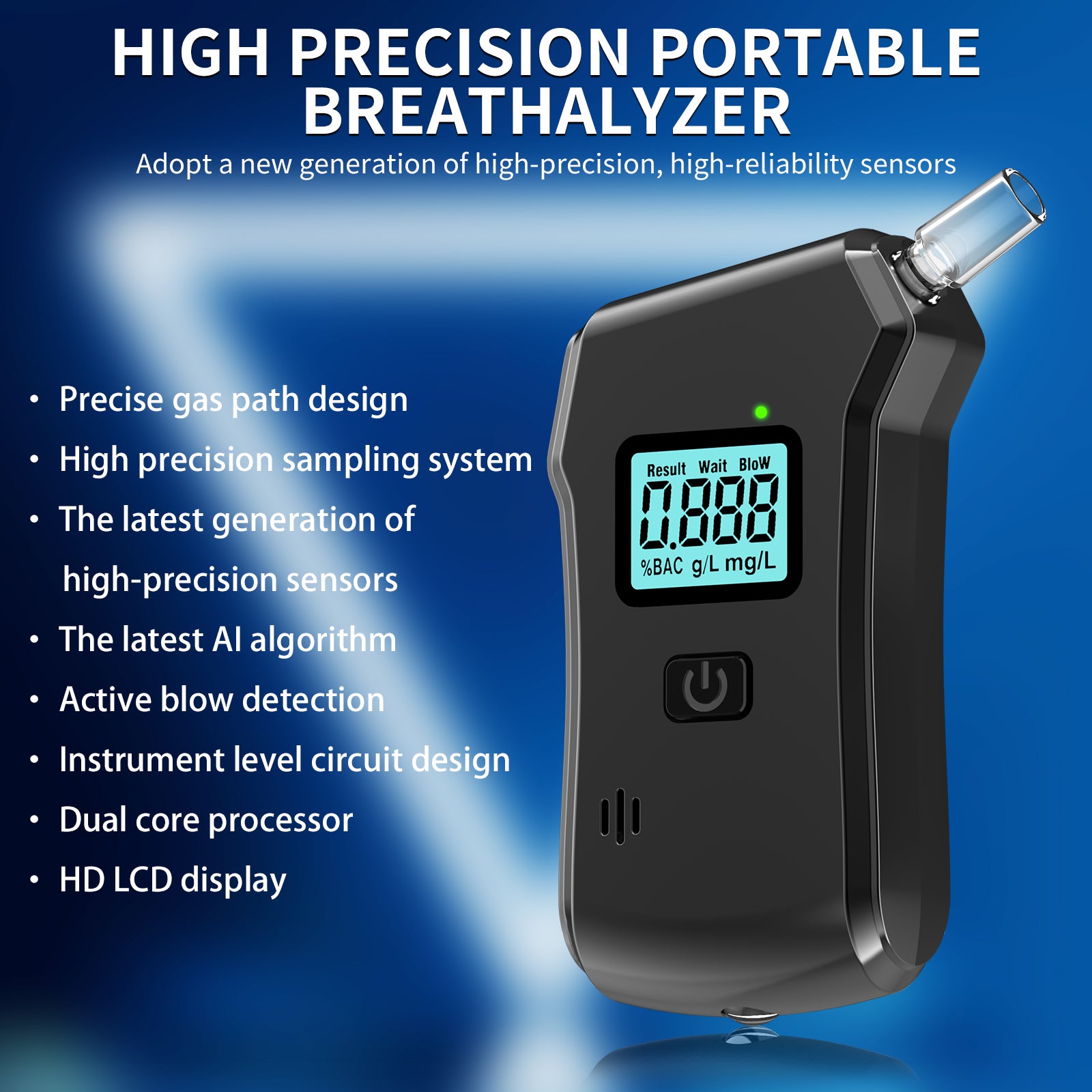 NOEIFEVO MR806 Alcoholtester met hoogprecisie brandstofcelsensor, bloedalcoholtester, opvouwbare mondstuk, LED-display, veelzijdige alcoholdetector