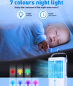 Aire acondicionado móvil 4 en 1, mini-enfriador de aire eficiente en energía con gran tanque de agua (1200 ml), enfriamiento por evaporación de 3 niveles, LED de 7 colores, temporizador y bajo nivel de ruido para oficina en casa y dormitorio