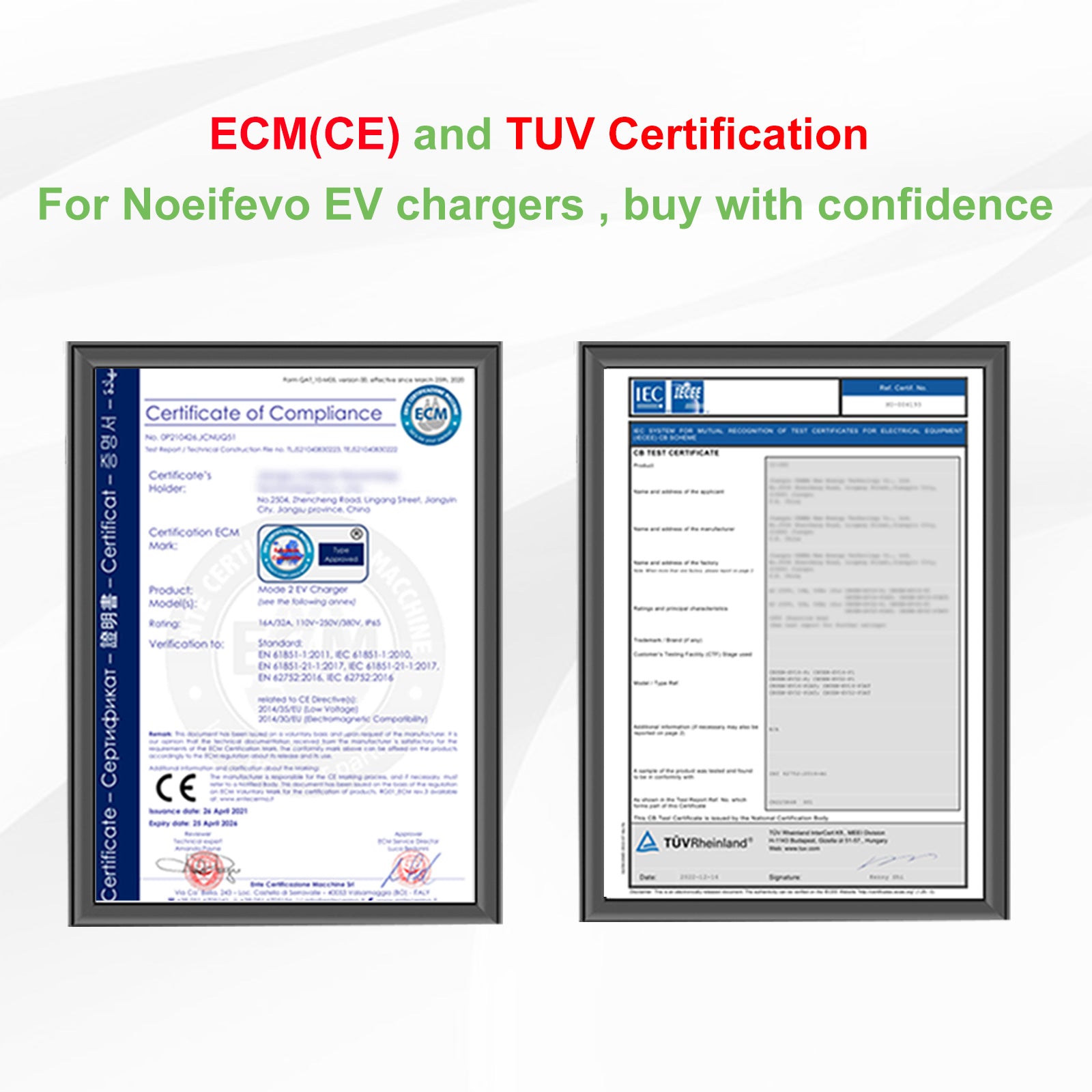 Noeifevo 22KW 32A 3 Phase EV Wallbox, Type 2 Power Charger for Electric Vehicles, Complete Set