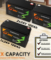 NOEIFEVO 12.8V 100Ah LiFePO4 Lithium Battery, bateria litowa 1280Wh z BMS 100A, 4000+ cykli ładowania, z ładowarką 14.6V 20A, idealna jako źródło zasilania do kampera, łodzi.