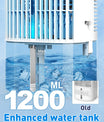 Aire acondicionado móvil 4 en 1, mini-enfriador de aire eficiente en energía con gran tanque de agua (1200 ml), enfriamiento por evaporación de 3 niveles, LED de 7 colores, temporizador y bajo nivel de ruido para oficina en casa y dormitorio