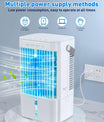 Aire acondicionado móvil 4 en 1, mini-enfriador de aire eficiente en energía con gran tanque de agua (1200 ml), enfriamiento por evaporación de 3 niveles, LED de 7 colores, temporizador y bajo nivel de ruido para oficina en casa y dormitorio