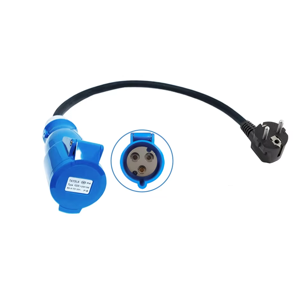 EV-laadadapter, CEE 32A blauwe stopcontact naar Schuko huishoudstekkeradapter, voor 7kW 32A EV-laadstations