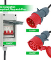 NOEIFEVO CEE-adapter 32A-stekker naar 16A-koppeling met stroomonderbreker, 3-fase 400V 5-pins, 32A naar 16A-stroomadapter met bescherming voor EV-laders, industriële stroomadapter