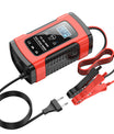 Caricabatterie per auto e moto 12V 6A, caricabatterie intelligente multifunzionale con rilevamento della temperatura per batterie al piombo-acido AGM, Gel e cicli profondi.