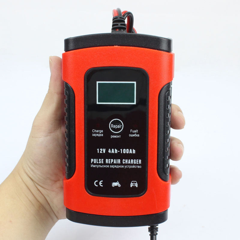 Caricabatterie per auto e moto 12V 6A, caricabatterie intelligente multifunzionale con rilevamento della temperatura per batterie al piombo-acido AGM, Gel e cicli profondi.