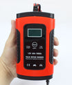 Caricabatterie per auto e moto 12V 6A, caricabatterie intelligente multifunzionale con rilevamento della temperatura per batterie al piombo-acido AGM, Gel e cicli profondi.