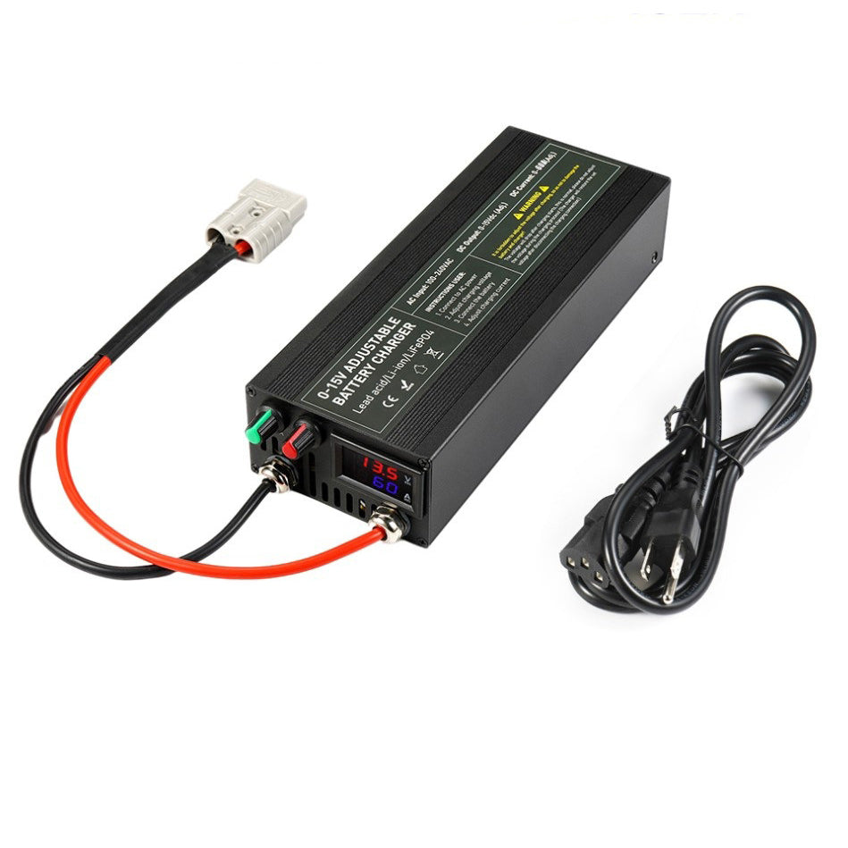 NOEIFEVO Instelbaar spannings- en stroombereik 0-15V 1-60A /85A batterijlader, compatibel met 3,7V 6V 12V lithium-, LiFePO4- en loodzuuraccu's