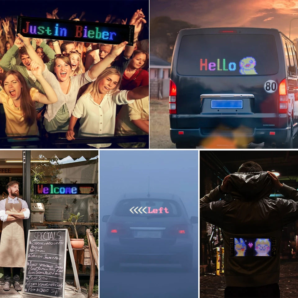NOEIFEVO autonvalo, LED-silmät rekkoihin, ohjelmoitava LED-juokseva tekstinäyttö autoihin ja rekkoihin, teksti, graffiti, ainutlaatuinen ajoneuvon tunnusvalo
