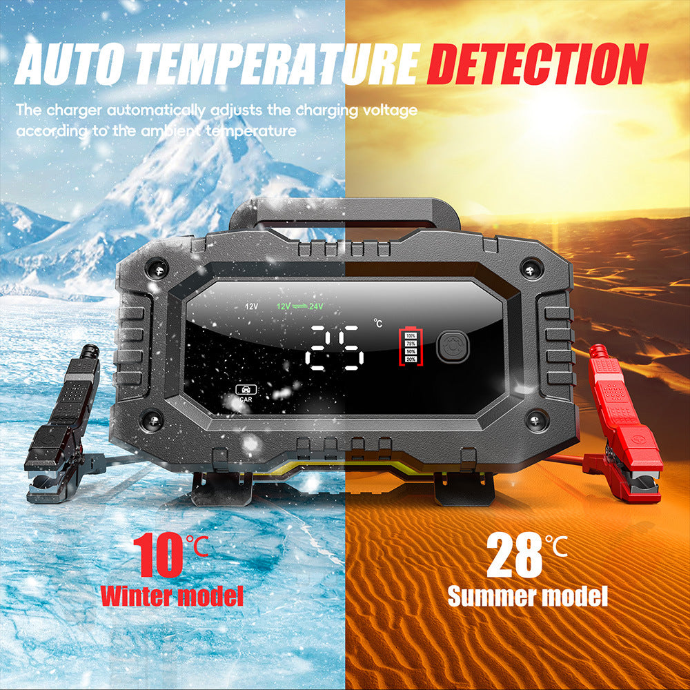 NOEIFEVO 10A Caricabatterie per Auto, Caricabatterie 12V 24V LiFePO4, Caricabatterie, Caricabatterie per veicoli, Caricabatterie intelligente con bilanciamento della temperatura per Auto, Camion, Moto, Tosaerba