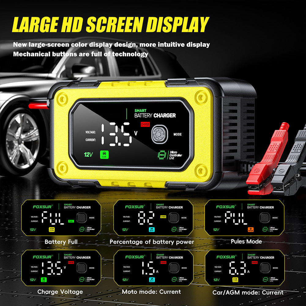 NOEIFEVO 7A Autobatteriladdare, 12V Smart fullautomatisk bilbatteriladdare med temperaturkompensation för bil, lastbil, motorcykel, gräsklippare, båt och marina batterier