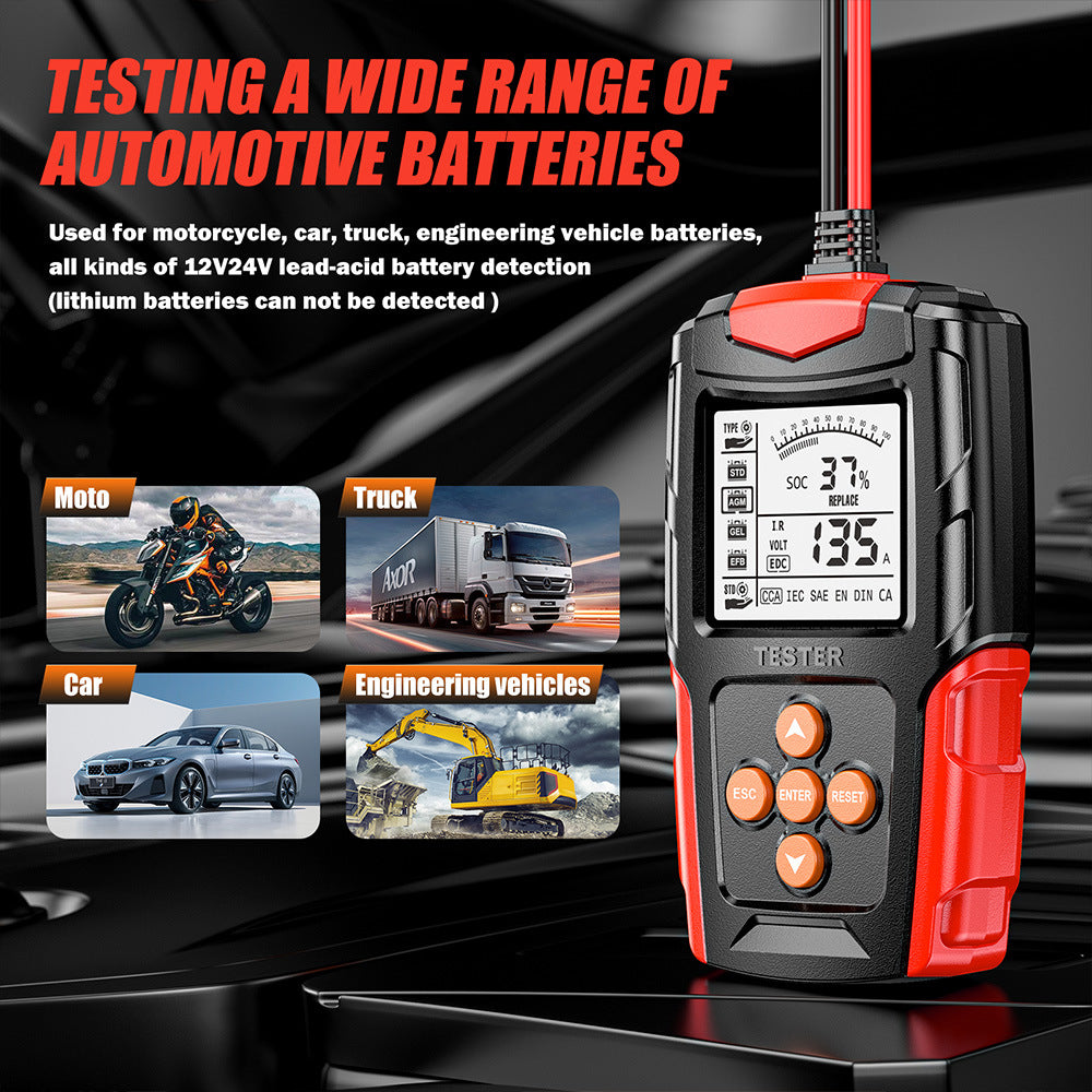 NOEIFEVO 12V 24V Bilbatteritesteren & Generatorprøveren – Digital belastningstest for personbiler, lastbiler, ATV & både – CCA bilbatterianalysator & ladekurbelsystemtester