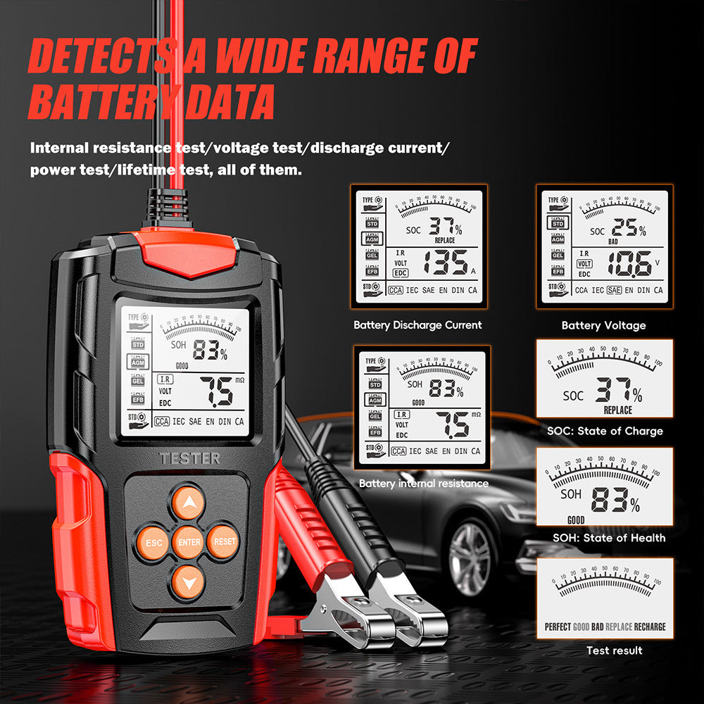 NOEIFEVO 12V 24V Autobatterijtester & Generatorcontroleur – Digitale belastingtester voor personenauto's, vrachtwagens, ATV's & boten – CCA Autobatterij-analyzer & laadkurbel systeemtester