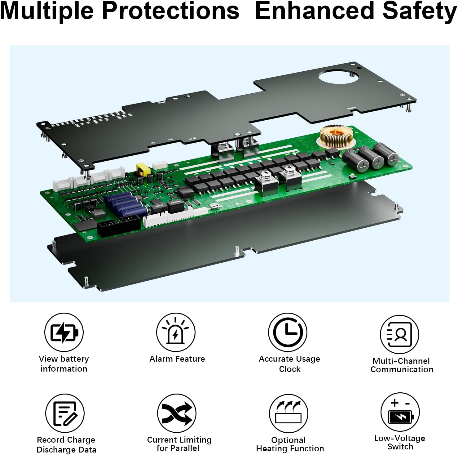 BMS 8S-16S 24V-48V 100A/150A Kotienergian varastointi BMS 1A/2A aktiivitasapaino Integroitu Bluetooth RS485 CAN -liitännällä aurinkojärjestelmille