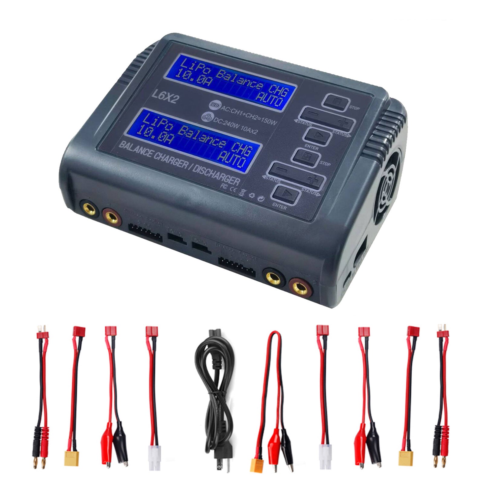 NOEIFEVO L6X2 Caricabatterie e scaricatore intelligente a due canali per batterie RC NiMH, NiCd, LiHV, Li-ion, Lipo, PB