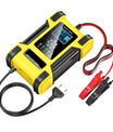 Bilbatterioplader, 12V 12A / 24V 6A bly-syre AGM LiFePO4 batterioplader, køretøjsoplader, 7-trins intelligent batterioplader med LED-display til biler, lastbiler, motorcykler og plæneklippere