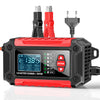 2-i-1 bilbatterilader og tester, 12V blysyre, AGM og LiFePO4 batterilader, kjøretøylader, intelligent batteritester for biler, lastebiler, motorsykler og gressklippere