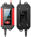 Caricabatterie e tester per auto 2 in 1, caricabatterie da 12V per batterie al piombo, AGM e LiFePO4, caricatore per veicoli, tester intelligente per batterie per auto, camion, motociclette e tosaerba.