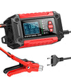 Caricabatterie e tester per auto 2 in 1, caricabatterie da 12V per batterie al piombo, AGM e LiFePO4, caricatore per veicoli, tester intelligente per batterie per auto, camion, motociclette e tosaerba.