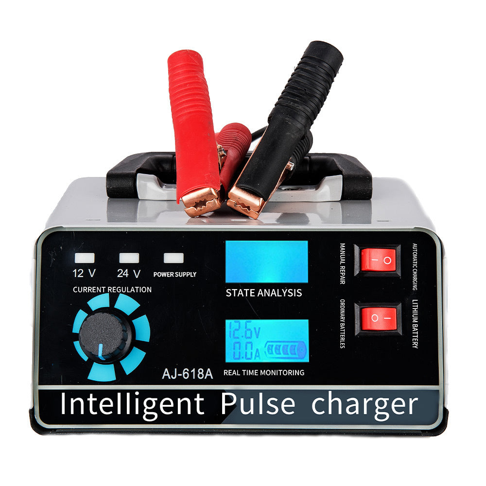Cargador de batería inteligente 12V 30A / 24V 15A, cargador de batería automotriz con mantenimiento y reparación por pulsos inteligentes para coche, camión, barco y motocicleta