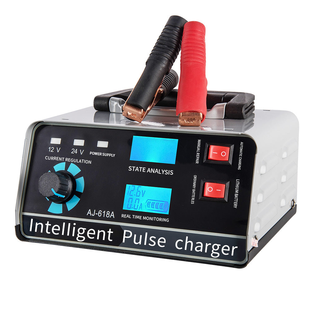 Cargador de batería inteligente 12V 30A / 24V 15A, cargador de batería automotriz con mantenimiento y reparación por pulsos inteligentes para coche, camión, barco y motocicleta