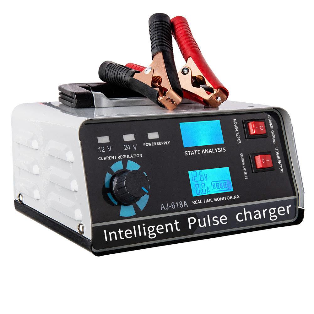 Cargador de batería inteligente 12V 30A / 24V 15A, cargador de batería automotriz con mantenimiento y reparación por pulsos inteligentes para coche, camión, barco y motocicleta