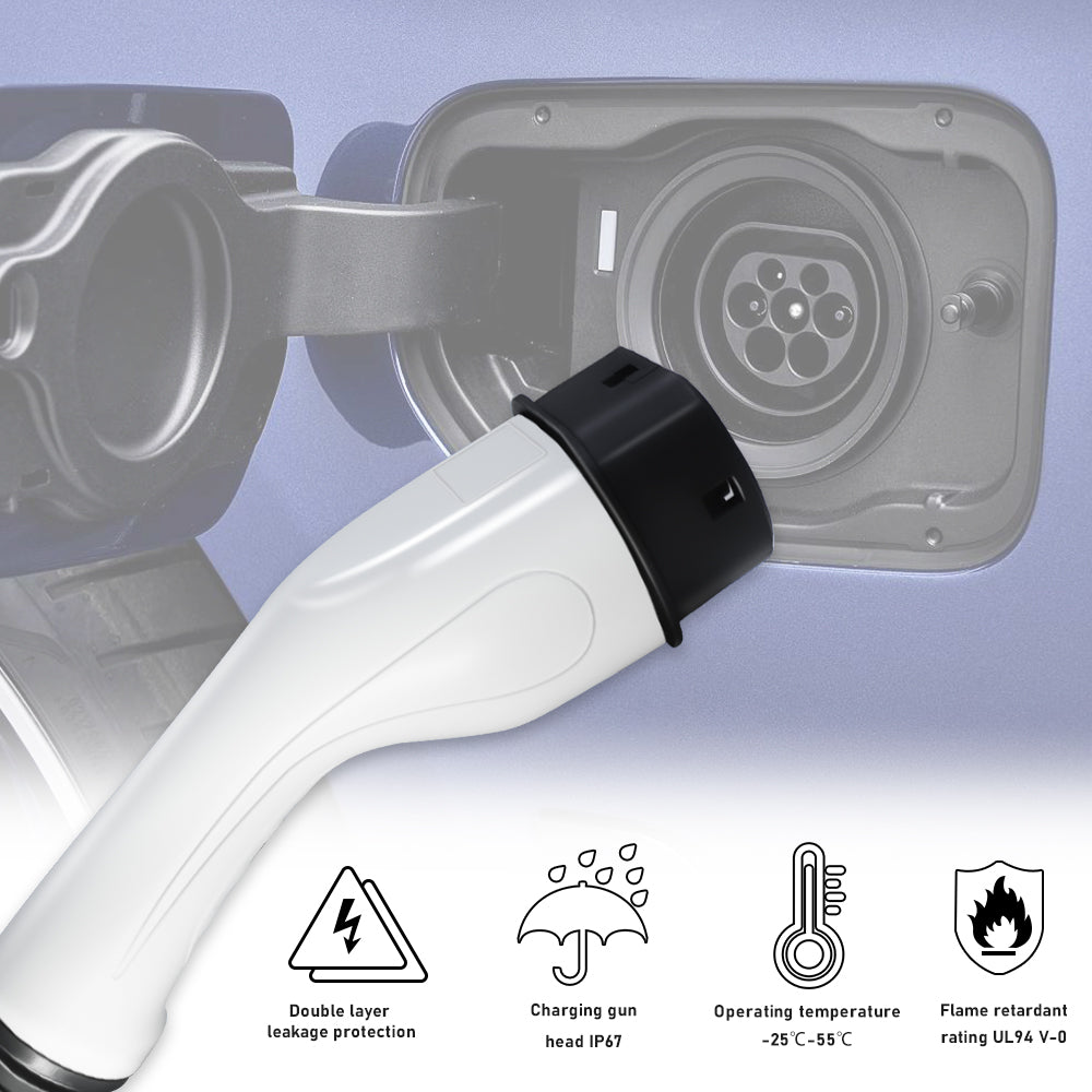 Noeifevo Caricabatteria per auto EV tipo 2, 16A /32A, 1fase/ 3fase, connettore di ricarica IEC 62196