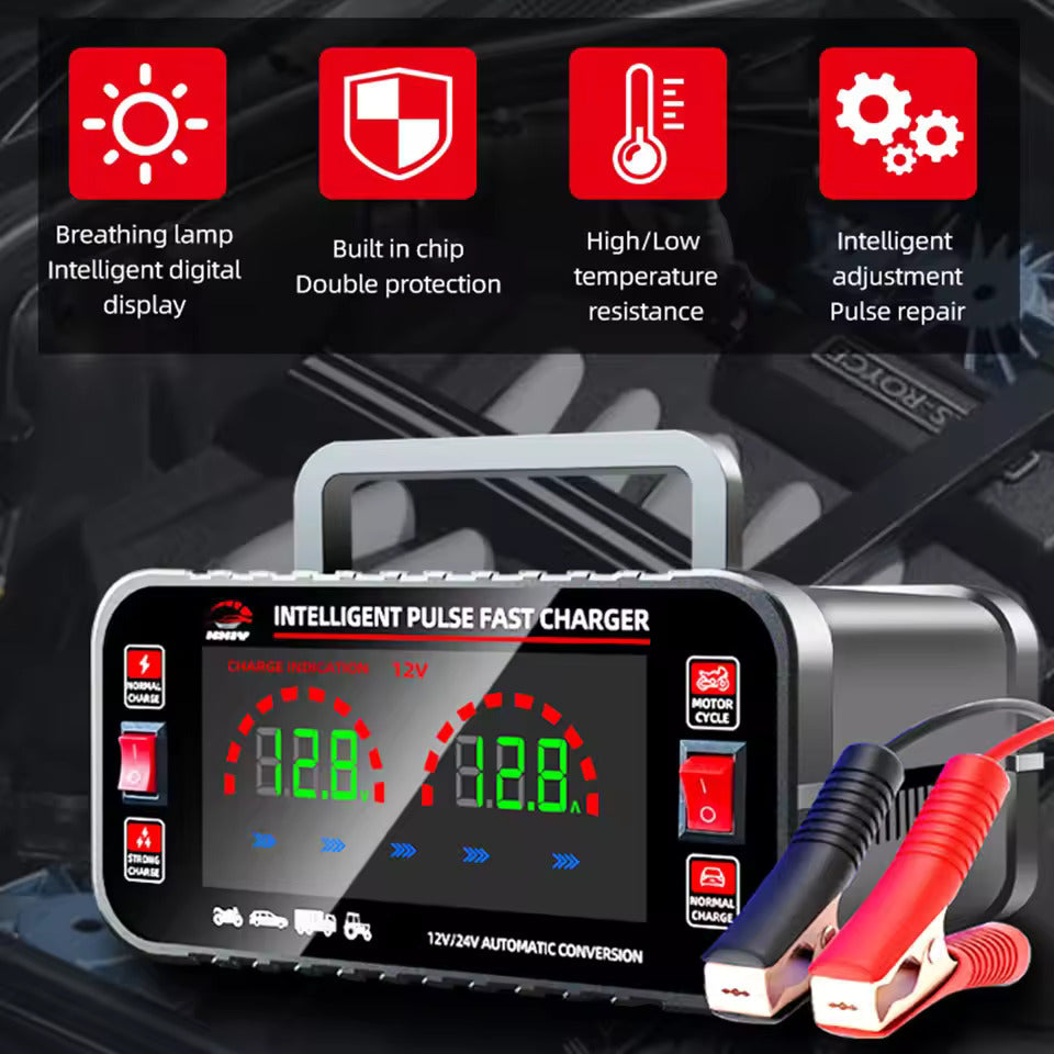 12 10A / 24V 5A Täysin automaattinen autokennon laturi Älykäs sykäyskorjaus autokennon laturi Moottoripyörän akun laturi