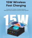 NOEIFEVO 160W 5-ports USB-lader 15 W trådløs ladestasjon PD 65W QC3.0 Type-C hurtiglader Kompatibel med iPhone MacBook Samsung bærbar PC alle smarttelefoner og elektroniske enheter