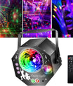 4-i-1-diskokugle – festlys med 64 mønstre, musikstyret discolampe med fjernbetjening, RGB-UV-stroboskop til hjemmet, bar, klub, udendørs og fødselsdage