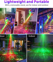 4-i-1-diskokugle – festlys med 64 mønstre, musikstyret discolampe med fjernbetjening, RGB-UV-stroboskop til hjemmet, bar, klub, udendørs og fødselsdage