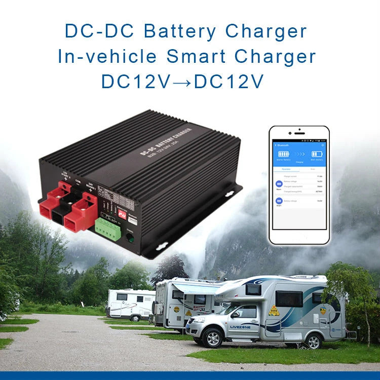 NOEIFEVO Cargador inteligente de 12 V 30 A CC a CC con amplificador, compatible con aplicación Bluetooth, para batería LiFePO4, batería de litio, plomo ácido AGM