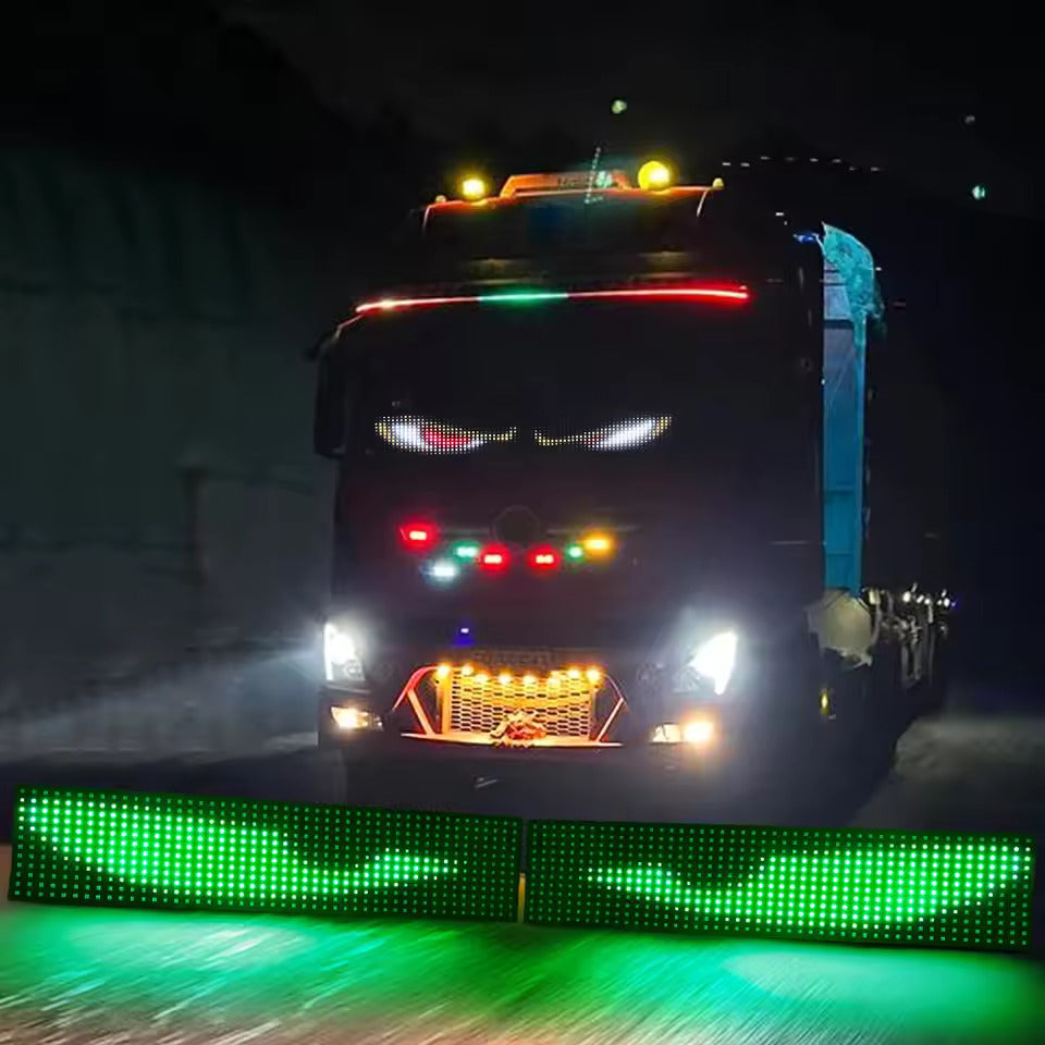 NOEIFEVO Luz Devil Eyes para carros – Olhos de LED para caminhões, display LED programável com texto rolante, placa luminosa personalizável para carros e caminhões – texto, grafite, aplicativo inteligente