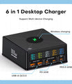NOEIFEVO 160W 5-ports USB-lader 15 W trådløs ladestasjon PD 65W QC3.0 Type-C hurtiglader Kompatibel med iPhone MacBook Samsung bærbar PC alle smarttelefoner og elektroniske enheter