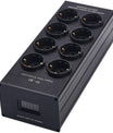 Presa con filtro di corrente con soppressione del rumore, protezione da sovraccarico, indicatore di tensione e amplificatore audio, presa europea