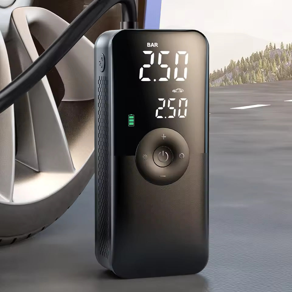 Bomba de aire eléctrica, bomba de aire con batería de 150 PSI, presión de neumáticos preestablecida para coche/motocicleta/bicicleta/pelota, inflado con un solo botón y parada automática, bomba de bicicleta con luz LED y power bank