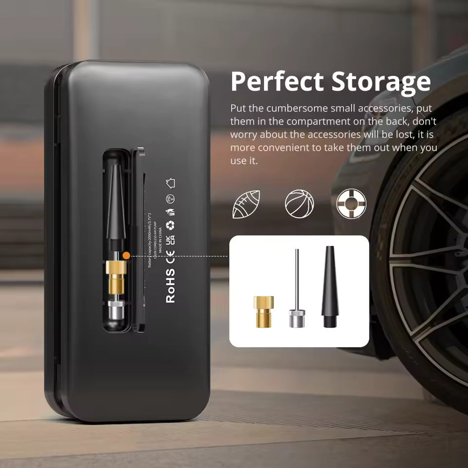 Bomba de aire eléctrica, bomba de aire con batería de 150 PSI, presión de neumáticos preestablecida para coche/motocicleta/bicicleta/pelota, inflado con un solo botón y parada automática, bomba de bicicleta con luz LED y power bank
