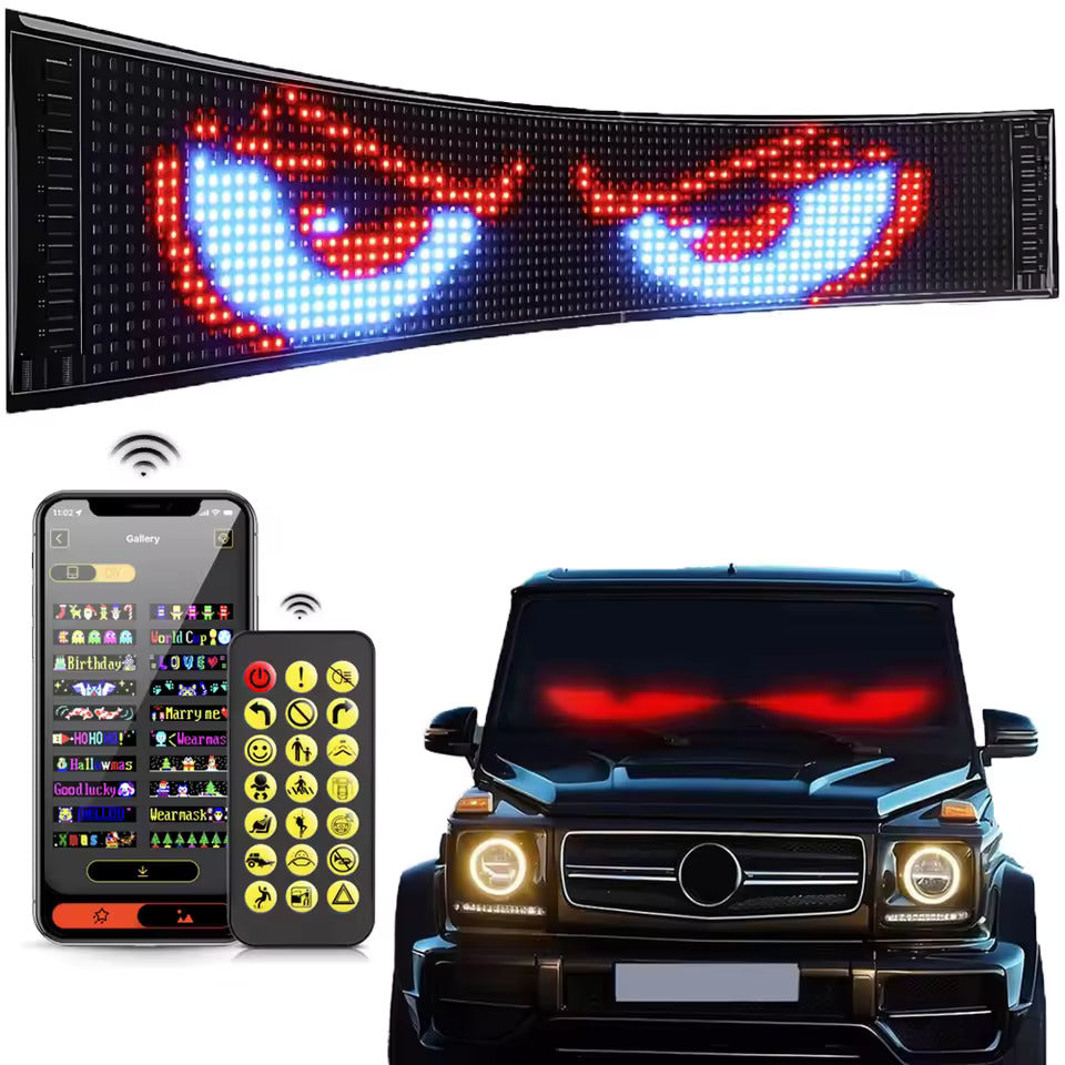 NOEIFEVO autonvalo, LED-silmät rekkoihin, ohjelmoitava LED-juokseva tekstinäyttö autoihin ja rekkoihin, teksti, graffiti, ainutlaatuinen ajoneuvon tunnusvalo