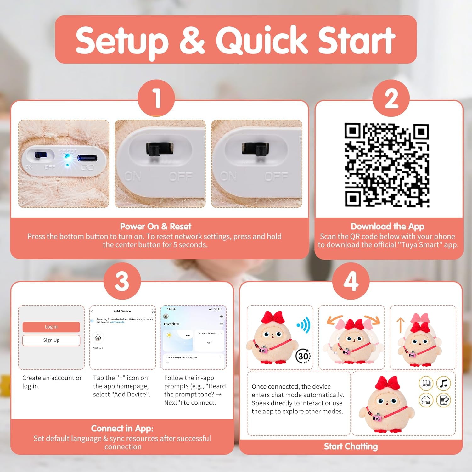 KI-gesteuertes Plüschtier mit intelligenter Stimme und LED-Augen – ein interaktiver Begleiter für Kinder und Erwachsene, wiederaufladbares E-Pet, unterstützt über 50 Sprachen mit der Tuya-App